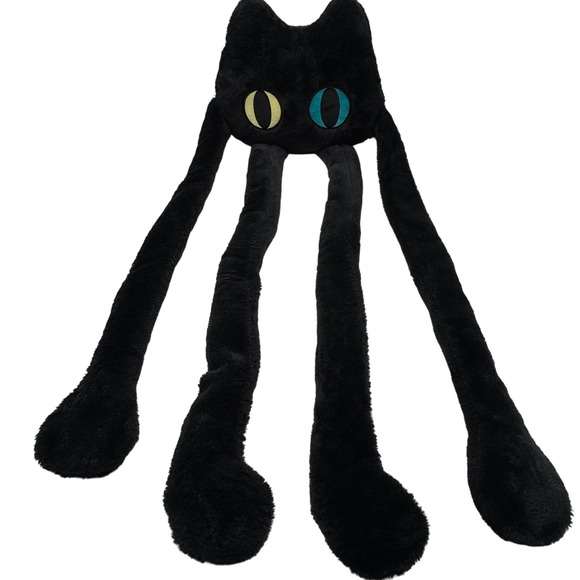 Black Tentacle Cat Plush Stuffed Animal Body Pillow Long Legs Kawaii Halloween - Picture 1 of 5